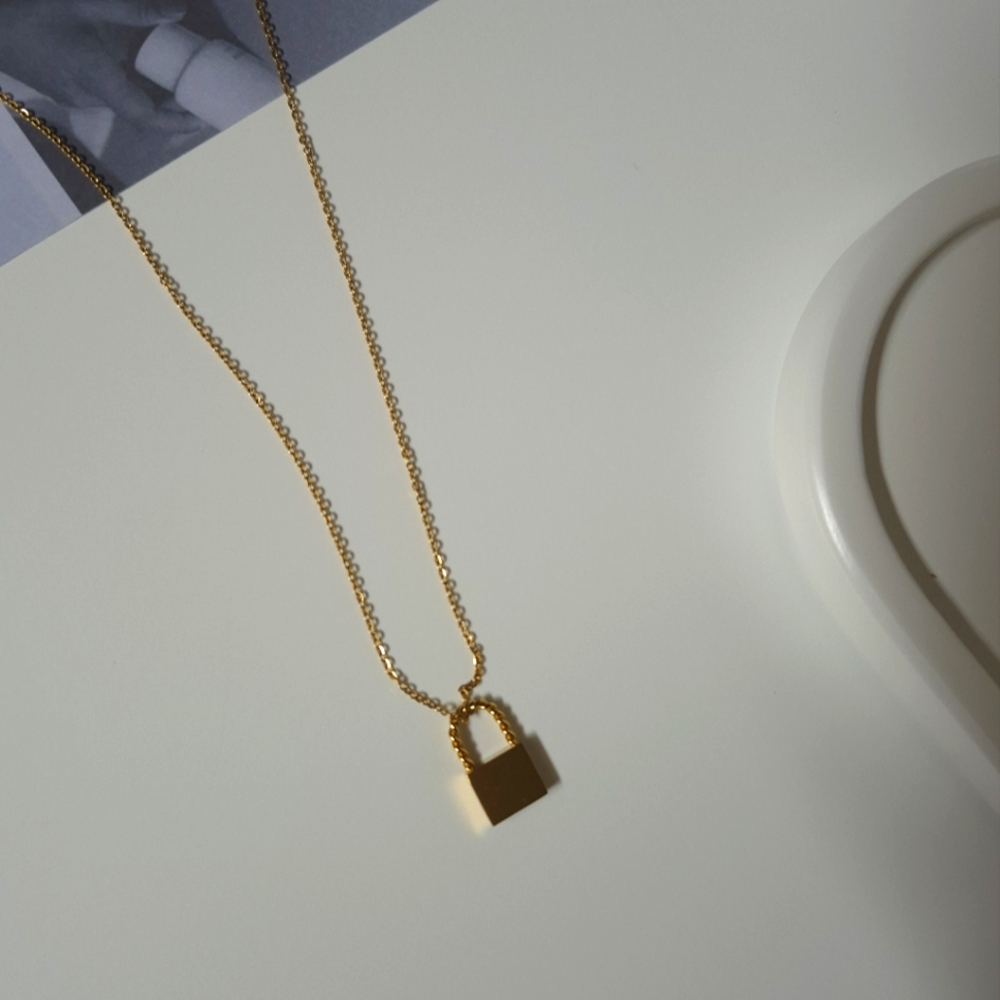 Gold Padlock Pendant Necklace